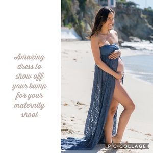 Maternity shoot strapless lace dress